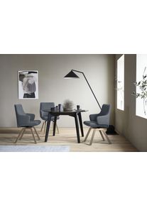 Polsterstuhl stressless "Laurel", blau (atlantic blau batick, eiche natur), B:58cm H:92cm T:59cm, Leder BATICK: BATICK ist ein leicht korrigiertes, durchgef&auml;rbtes und genarbtes M&ouml;belleder, bei dem die meisten Unebenheiten und Spuren in der Regel entfernt wurden., St&uuml;hle, Polsterstuhl, Low Back mit Armlehne, Gr&ouml;&szlig;e L, mit schr&auml;ggestellten Beinen in Eiche