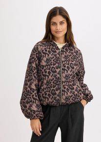 bonprix wattierter Blouson, braun, Gr.42, modische wattierte Blouson-Jacke mit weiten Ballon&auml;rmeln und Rei&szlig;verschluss vorne