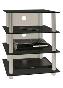 Media-Regal Vcm "Hifi M&ouml;bel Rack Alu Glas Phono Mediaregal Blados", schwarz (schwarzglas), B:59cm T:49cm, Regale, Media-Regal