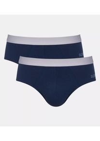 Slip Sloggi "men GO ABC 2.0 Brief 2P", Herren, Gr. XL, blau (navy), Single Jersey, Obermaterial: 95% Baumwolle, 5% Elasthan, k&ouml;rpernah, Unterhosen Slip, moderne bequeme Basics