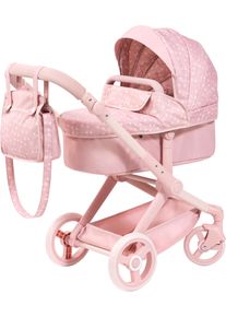 Kombi-Puppenwagen BAYER "Xeo", rosa (rosa mit herzchen), Puppenwagen, KinderB:37cm H:73cm T:68cm, Kunststoff, Metall, Stoff, Kombi-Puppenwagen, B:37cm H:73cm T:68cm
