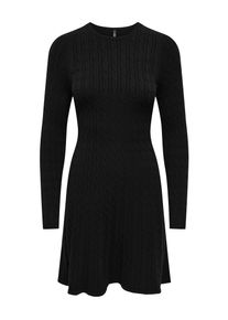 Strickkleid Only "ONLIBI LS O-NECK CABLE DRESS CC KNT", Damen, Gr. XS, N-Gr, schwarz, Strick, Obermaterial: 50% Viskose, 27% Nylon, 23% Polyester, unifarben, regular fit kurz, Rundhals, Kleider Strickkleid, Viskosemischung, regular fit