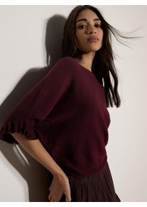 Fledermausshirt Apricot "Weiches Strickoberteil mit Fledermaus&auml;rmeln", Damen, Gr. XL (42), rot (burgund), Strick, Obermaterial: 49% Viskose CV. 30% Polyester PES. 21% Polyamid PA., uni, Modisch, Normale L&auml;nge, U-Boot-Ausschnitt, Fledermaus&auml;rmel R&uuml;schen, Shirts Fledermausshirt