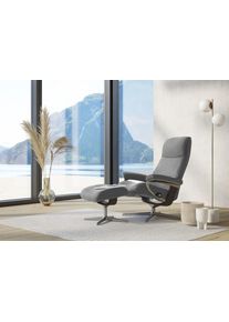 Relaxsessel stressless "View", grau (wild dove batick), B:78cm H:108cm T:78cm, Leder BATICK: BATICK ist ein leicht korrigiertes, durchgef&auml;rbtes und genarbtes M&ouml;belleder, bei dem die meisten Unebenheiten und Spuren in der Regel entfernt wurden., Sessel, Relaxsessel, mit Hocker, mit Cross Base, Gr&ouml;&szlig;e S, M & L, Holzakzent Wenge