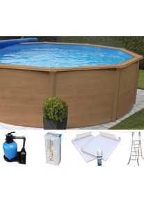 Rundpool KWAD "&raquo;Supreme&laquo; all in Premium Folie", beige (braun, farbe innen: sand), B:460cm H:132cm L:460cm, Schwimmbecken, Rundpool, &Oslash;xH: 460x132cm, inkl. Bodenisolationsset