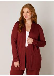 Strickjacke Base Level Curvy "Ayla", Damen, Gr. 50, braun (wine rot), Strick, Obermaterial: 94% Viskose, 6% Elasthan, unifarben, figurumspielend ca. Mitte Oberschenkel, eingesetzt abgesteppt, Strickjacken Strickjacke, Gro&szlig;e Gr&ouml;&szlig;en