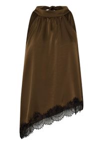 Blusentop Kaffe "Damen Bluse &auml;rmellos KAthilde", Damen, Gr. 40, braun (seal braun, schwarz lace), Obermaterial: 100% Polyester PES., Blusen Blusentop