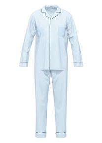 Pyjama Seidensticker "Herren Pyjama Set lang", Herren, Gr. 60, wei&szlig; (zen blau), Obermaterial: 100% Baumwolle CO., Homewear-Sets Pyjama