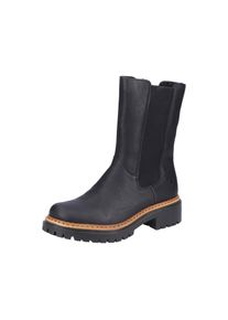 Chelseaboots Rieker, Damen, Gr. 36, schwarz, Lederimitat, Schuhe Chelseaboots, Stiefelette, Boots mit breitem Stretch an der Seite, Topseller