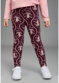 Leggings Kidsworld "BARBIE Allover-Leggings, Mattel", M&auml;dchen, Gr. 92/98, N-Gr, lila (bordeaux all), Single Jersey, Obermaterial: 95% Baumwolle, 5% Elasthan, bedruckt, schmal lang, Hosen Leggings, BARBIE Leggings, extra-eng geschnitten, f&uuml;r M&auml;dchen, mit Allover-Druck