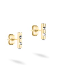 Paar Ohrstecker Tamaris "Tiny Tubes", gold (gelbgoldfarben, kristallwei&szlig;, kristallwei&szlig;), Ohrringe, Damen, Edelstahl, Paar Ohrstecker, mit Glasstein