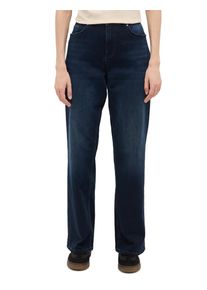 Weite Jeans Mustang "Damen Style Madison Wide", Damen, Gr. 25, L&auml;nge 30, blau (881 dunkelblau), 92% Baumwolle, 6% Elastomultiester, 2% Elasthan, unifarben, weit, Jeans Weite Jeans