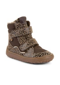 Barfu&szlig;schuh froddo "BAREFOOT TEX WINTER", M&auml;dchen, Gr. 32, w&auml;rmend, braun (braun, leo), Mesh, Veloursleder, Schuhe Barfu&szlig;schuh, Klettschuh, Winterstiefel mit TEX-Membrane, Topseller
