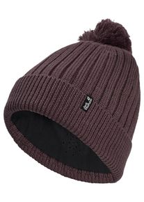 Bommelm&uuml;tze Jack Wolfskin "POM POM BEANIE", Herren, Gr. M, braun (sheerplum), Materialmix, M&uuml;tzen Bommelm&uuml;tze, Bommelm&uuml;tze, warm, winddicht