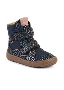 Barfu&szlig;schuh froddo "BAREFOOT TEX WINTER", M&auml;dchen, Gr. 34, blau (blau, metallic, kombiniert), Mesh, Veloursleder, Schuhe Barfu&szlig;schuh, Klettschuh, Winterstiefel mit TEX-Membrane