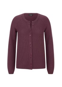 Strickjacke GOLDNER "Cardigan aus Baumwolle, Rundhals", Damen, Gr. 46, lila (aubergine), Obermaterial: 100% Baumwolle CO., Modisch, Strickjacken Strickjacke, Piqu&eacute;-Optik
