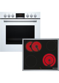 Bosch Elektro-Herd-Set "HND411LW63", Energieeffizienz: A+, wei&szlig;, Herdsets, Gleichm&auml;&szlig;iges Backen auf bis zu 3 Ebenen & Br&auml;terzone f&uuml;r gro&szlig;e Br&auml;ter, Elektro-Herd-Set