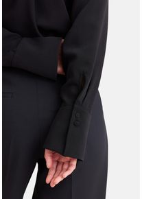 Hemdbluse Seidensticker, Damen, Gr. L (40), schwarz, 100% Polyester, unifarben, regular fit, ohne Ausschnitt, Blusen Hemdbluse, 1/1 Kragen Uni