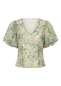 Kurzarmbluse Saint Tropez "Damen Kurzarm-Bluse RainieSZ", Damen, Gr. L, blau (vallarta blau brushed blooms), Obermaterial: 75% Lyocell CLY. 25% Polyester PES., Blusen Kurzarmbluse