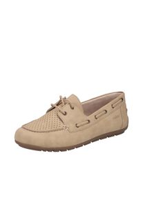 Bootsschuh Rieker, Damen, Gr. 41, beige, Lederimitat, unifarben, Schuhe Bootsschuh, Mokassin, Schn&uuml;rschuh, Halbschuh mit weicher Innensohle