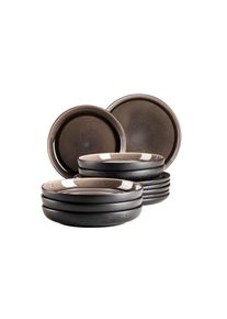 M&auml;ser Tafelservice M&Auml;SER "Niara", braun (schwarz, grau), 12, Geschirr-Sets, Tafelservice