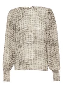 Langarmbluse Kaffe "Damen Langarm-Bluse KAtrinike", Damen, Gr. 34, grau (grau texture check), Obermaterial: 100% Polyester PES., Blusen Langarmbluse