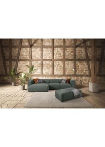 Ecksofa W.Schillig "around-the-block Mega Sofa, viel Platz und hoher Sitzkomfort, L-Form", gr&uuml;n (mint o10), B:341cm H:66cm T:164cm, ROHLEDER Jacquard-Flachgewebe Q2 O10 (60% Polyacryl, 40% Polyester), Sofas, Ecksofa, mit eleganter Biese, mit Federkern, Breite 341 cm