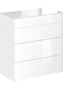 M&auml;usbacher Kommode M&Auml;USBACHER, wei&szlig; (ice wei&szlig; matt lack nb, glas ice wei&szlig; glanz), B:82cm H:89cm T:42cm, Sideboards, Kommode, Kommode BHT 82/89/42 cm, Push to open, Front+Oberplatte=Glas