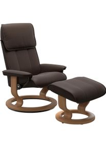 Relaxsessel stressless "Admiral", braun (braun batick), B:78cm H:98cm T:73cm, Leder BATICK: BATICK ist ein leicht korrigiertes, durchgef&auml;rbtes und genarbtes M&ouml;belleder, bei dem die meisten Unebenheiten und Spuren in der Regel entfernt wurden., Sessel, Relaxsessel, mit Classic Base, Gr&ouml;&szlig;e M & L, Gestell Eiche