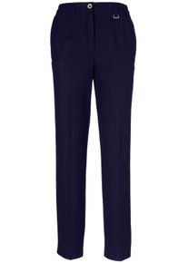 Stoffhose GOLDNER "B&uuml;gelfaltenhose mit Teildehnbund", Damen, Gr. 40, N-Gr, blau (marine), Obermaterial: 63% Polyester PES. 34% Viskose CV. 3% Elasthan EL., normal, Hosen Stoffhose, Dekoelement an der G&uuml;rtelschlaufe