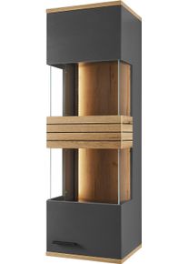 Vitrine "Quincy", schwarz (anthrazit), B:45cm H:139,2cm T:40cm, Glas, Holzwerkstoff, MDF, Melamin, SET ONE BY Musterring, Schr&auml;nke, Vitrine, Spiegelbildlich montierbar, in 2 Farben erh&auml;ltlich, 139,2 cm hoch