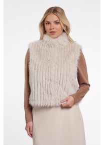 Rino & Pelle Kurzweste RINO & PELLE "DAVA", Damen, Gr. 42, beige (birch), Pl&uuml;sch, Obermaterial: 100% Polyester. Futter: 100% Polyester, regular fit taillenbedeckt, Westen Kurzweste, mit Stehkragen