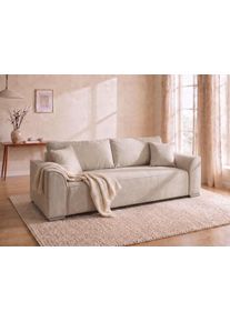 Schlafsofa Collection AB "Sara B: 241 cm, Liegefl. 137x195 cm, Bettkasten, optional mit Topper", beige, B:241cm H:42cm T:97cm, 100%Polyester, Sofas, Schlafsofa, Schlaffunktion, Couch mit Bonnellfederkern, G&auml;stebettfunktion