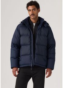 Levi's Steppjacke LEVI'S "ROCKWELL HOODED PUFFER 1", Herren, Gr. S, blau (navy blazer rip stop), Web, Obermaterial: 100% Polyester, bequem h&uuml;ftlang, elastischer Bund, Jacken Steppjacke, Hoher Stehkragen, wattiert und mit w&auml;rmendem Fleece gef&uuml;ttert