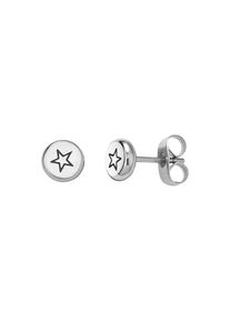 Paar Ohrstecker Firetti "Schmuck Geschenk Edelstahl Ohrschmuck Ohrringe Kreis rund Stern", silber (edelstahlfarben, schwarz), Ohrringe, Damen, 6mm, Edelstahl, Paar Ohrstecker