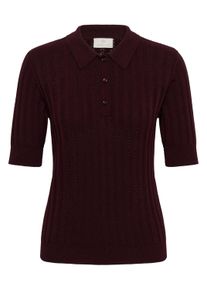 Longtop Kaffe "Damen Kurzarm-Bluse KAbirma", Damen, Gr. XL, rot (fudge cc.), Obermaterial: 60% Viskose CV. 40% Baumwolle CO., Tops Longtop