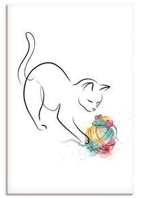 Wandbild OTTO HOME "Katze mit Spielzeug II", bunt (farbe bild(er): wei&szlig;), B:20cm H:30cm T:1,7cm, Holz, Leinwand, Bilder, Wandbild, als Poster oder Leinwandbild in versch. Gr&ouml;&szlig;en
