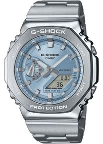 Chronograph Casio G-SHOCK, silber (silberfarben, hellblau), Armbanduhren, Herren, Chronograph, Quarzuhr Armbanduhr,Herren,digital,bis 20bar wasserd.,Edelstahlarmband
