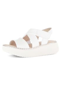Sandalette Gabor, Damen, Gr. 38, wei&szlig;, Nappaleder, unifarben, Schuhe Sandalette, Plateau, Sommerschuh, Rimchensandale mit Kontrastnaht