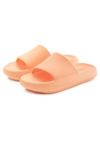 Badepantolette Venice Beach, Damen, Gr. 42, orange (peach), Obermaterial: 100% Synthetik. Decksohle: 100% Synthetik. Futter: 100% Synthetik. Laufsohle: 100% Synthetik, clean, unifarben, Schuhe Badepantolette, Pantolette, Mule, Sandale, offener Schuh, Badeschuh VEGAN