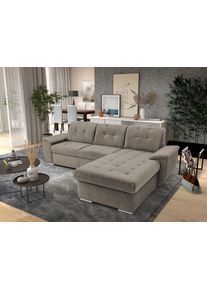 Ecksofa exxpo - SOFA FASHION "Derby Inkl. Kopfteilverstellung, wahlw. Bett & Bettkasten, L-Form", braun (cappuccino), B:277cm H:92cm T:206cm, Sofas, Ecksofa, EXTRA an Komfort zum Relaxen, Entspannen und Wohlf&uuml;hlen
