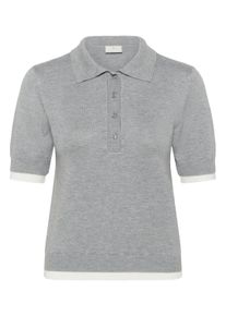 Blusentop Kaffe "Damen Poloshirt KAlizza", Damen, Gr. L, grau (grau melange), Obermaterial: 80% Viskose CV. 20% Nylon NY., Blusen Blusentop