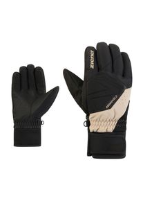 Skihandschuhe Ziener "GATIS-Z AQUASHIELD", Herren, Gr. 8,5, schwarz (sandstone), Kunstfaser, Handschuhe Skihandschuhe, wasserdicht, winddicht, atmungsaktiv, warmes Fleece-Futter