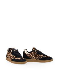 Sneaker Marc Cain "Sports Dodgy Dogs", Damen, Gr. 36, Leder, braun (schwarz leo), Schuhe Sneaker, Schn&uuml;rschuh, Leo Schuh im Retro Look