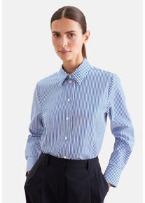 Hemdbluse Seidensticker, Damen, Gr. S (36), blau, 100% Baumwolle, gestreift, regular fit, ohne Ausschnitt, Blusen Hemdbluse, 1/1 Kragen Gestreift