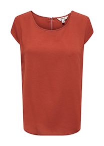 Kurzarmbluse Only "ONLVIC &ndash; feminines Blusenshirt in lockerer Form", Damen, Gr. 46, rot (picante), Web, Obermaterial: 97% Polyester, 3% Elasthan, unifarben, regular fit Po-bedeckend, Rundhals, Blusen Kurzarmbluse, Materialmix, regular fit