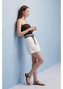 Hooggewaisted Gewatteerde Wijde Shorts