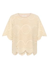 Kurzarmbluse Cream "Damen Kurzarm-Bluse CRBaja", Damen, Gr. 38, beige (bleached sand), Obermaterial: 100% Polyester PES., Blusen Kurzarmbluse
