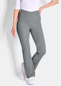 2-in-1-Hose GOLDNER "Kurzgr&ouml;&szlig;e Bequeme Stoffhosen im Doppelpack", Damen, Gr. 22, K-Gr, grau (grau, schwarz), Obermaterial: 92% Viskose CV. 8% Elasthan EL., gerade, Hosen 2-in-1-Hose, Feine Rippenstruktur