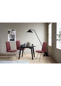 Polsterstuhl stressless "Laurel", rot (bordeaux batick, schwarz matt), B:57cm H:105cm T:60cm, Leder BATICK: BATICK ist ein leicht korrigiertes, durchgef&auml;rbtes und genarbtes M&ouml;belleder, bei dem die meisten Unebenheiten und Spuren in der Regel entfernt wurden., St&uuml;hle, Polsterstuhl, High Back, Gr&ouml;&szlig;e L, mit Beinen aus Stahl in Schwarz matt